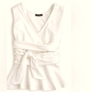 Jcrew dramatic offwhite wraparound v-neck peplum Heavy cotton tank size xs